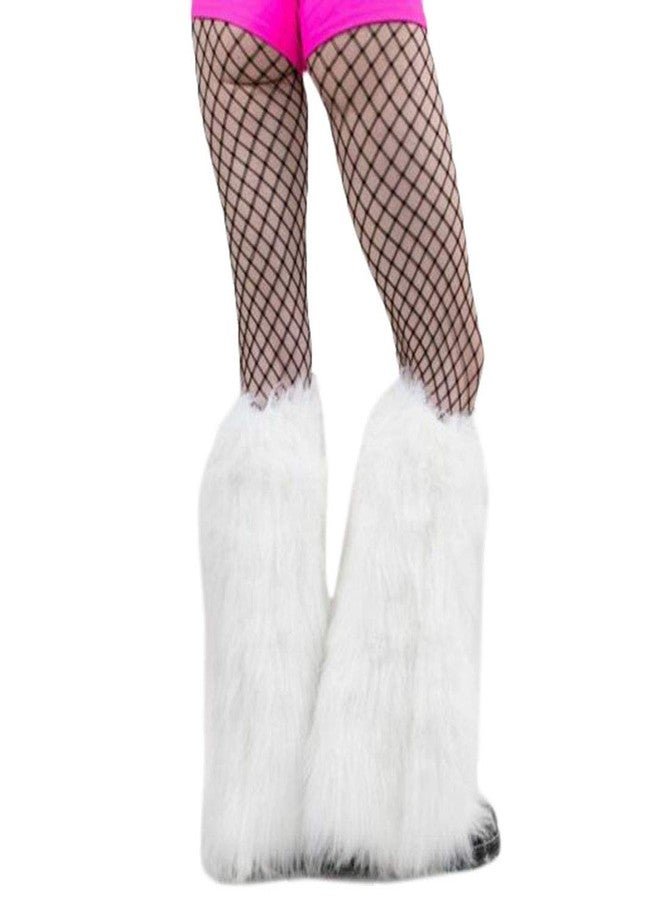 xperry Womens Faux Fur Fuzzy Leg Warmers Warm Fuzzy White Boot Sleeves Boot Covers Cuff Fluffy Rave Music Festival - Image 1